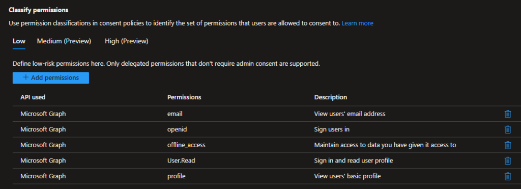 Admin Consent Settings