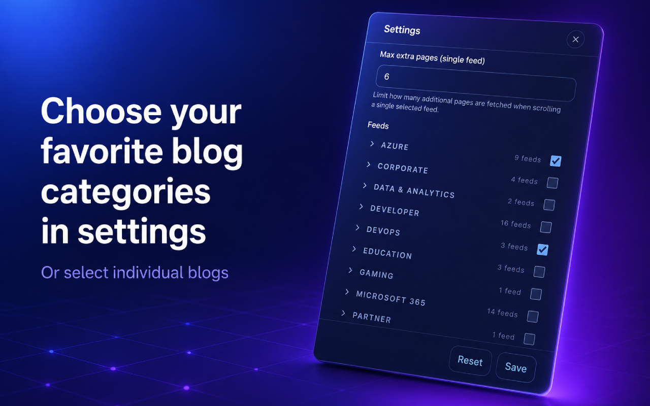 365 Reader categories view