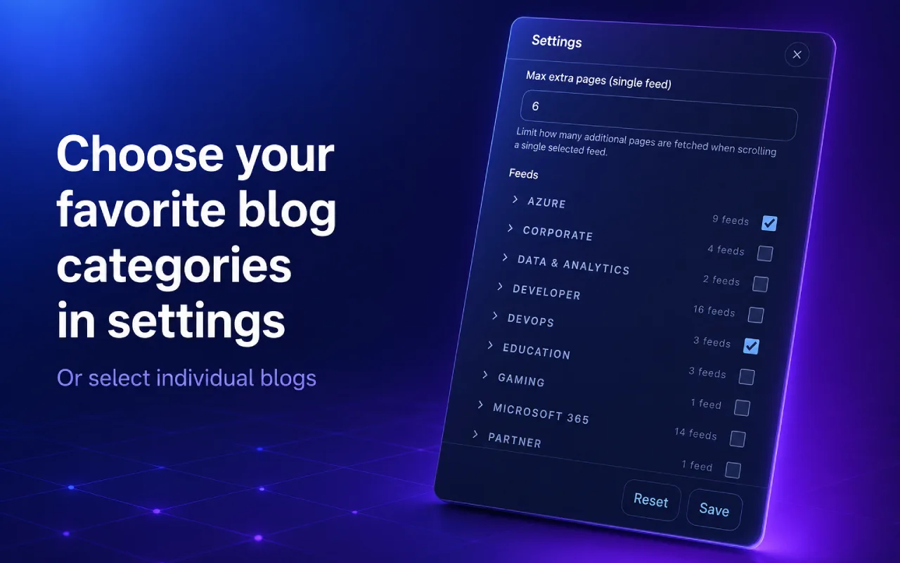 365 Reader categories view
