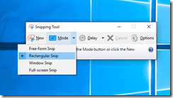 snipping tool mode selection