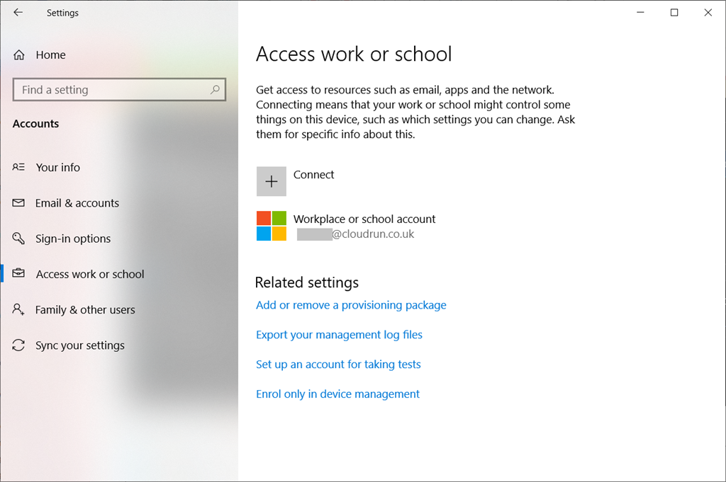 remove office 365 accounts from windows 10